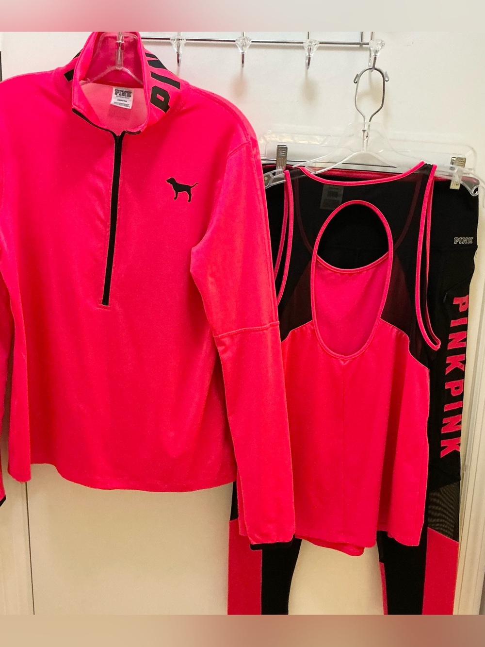 PINK by Victoria's Secret Neon Pink Active Set - Jacket, Top & Leggings - Picture 4 of 9